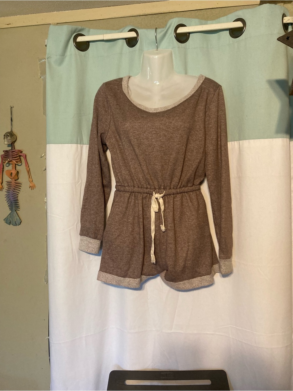 Papermoon Heather Taupe Knit Top with Black Label